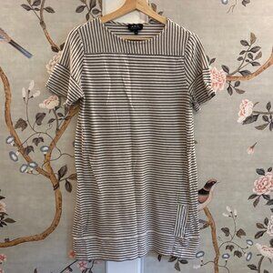 A.P.C. Black and White Striped Shortsleeve Tee Dress, M